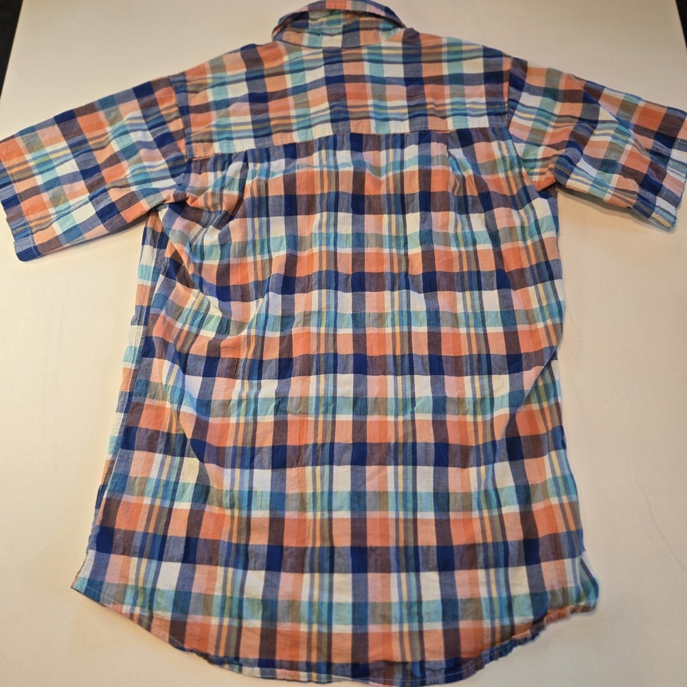 Plaid Collared Short Sleeve Mens Work Shirt Size Medium - Picture 6 of 7